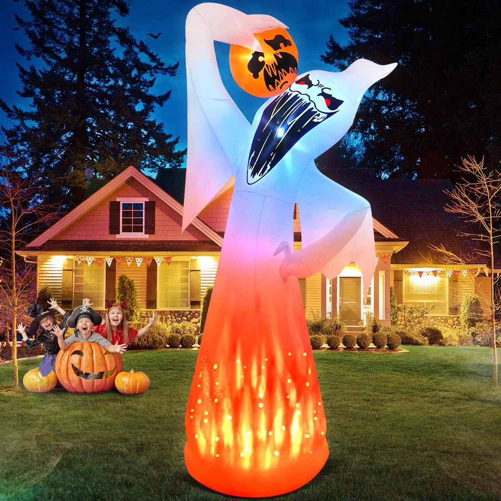 10 FT Halloween Inflatable Ghost with Pumpkin Z683