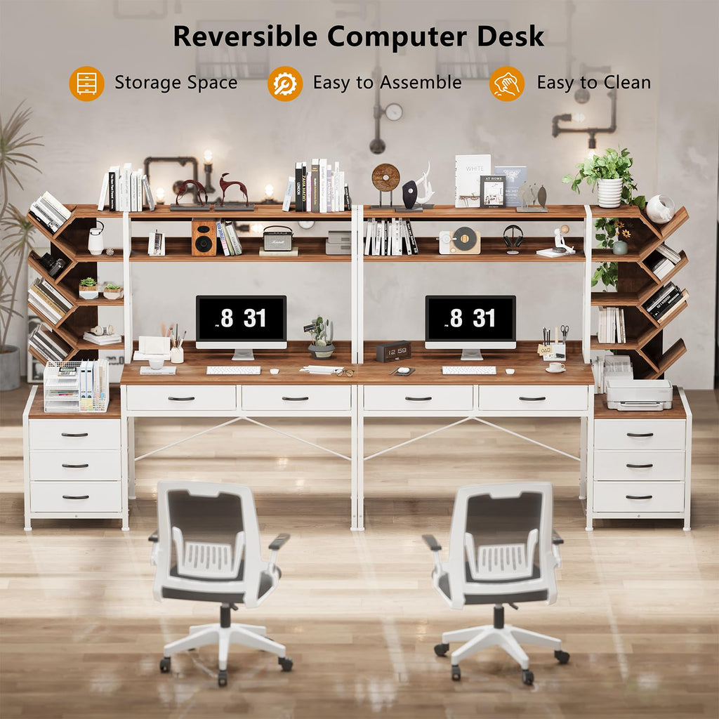 52" Computer Desk with Bookshelf, 5 Drawers & Hutch Y958