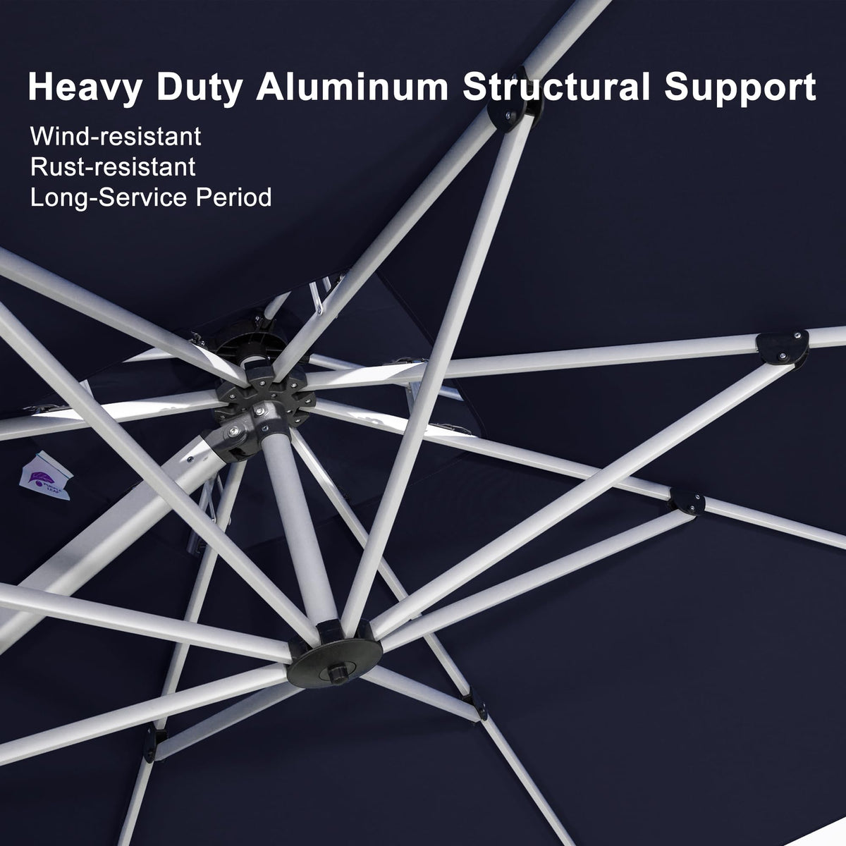 10'x 10' Square Double Top Navy Blue Cantilever Patio Umbrella I8253