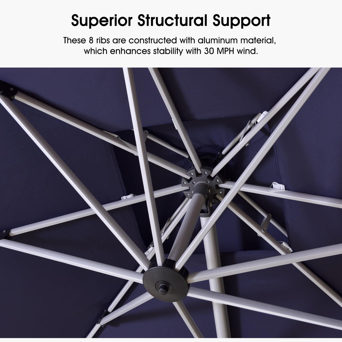 Navy Blue 9' X 12' Patio Cantilever Umbrella with Base Y688