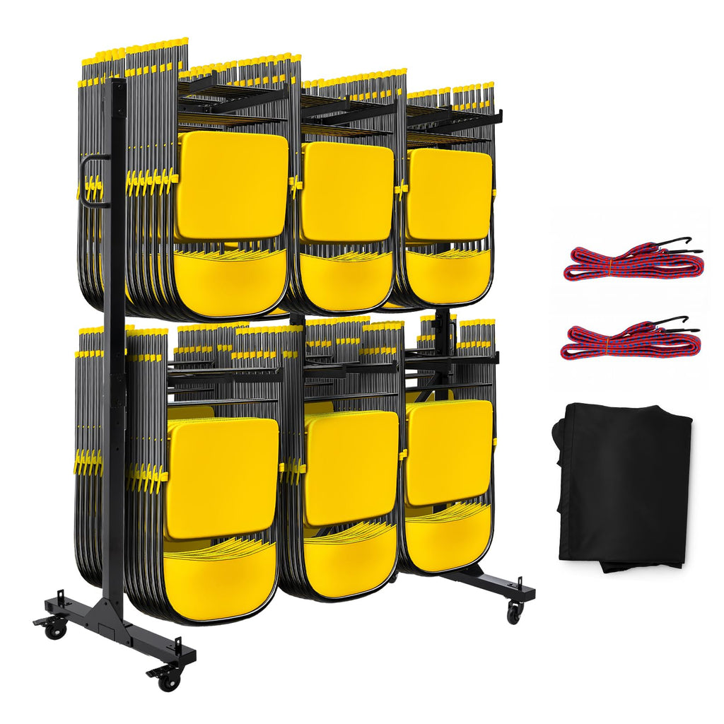 2-Tier Heavy Duty Folding Chair Cart with Wheels Y191973