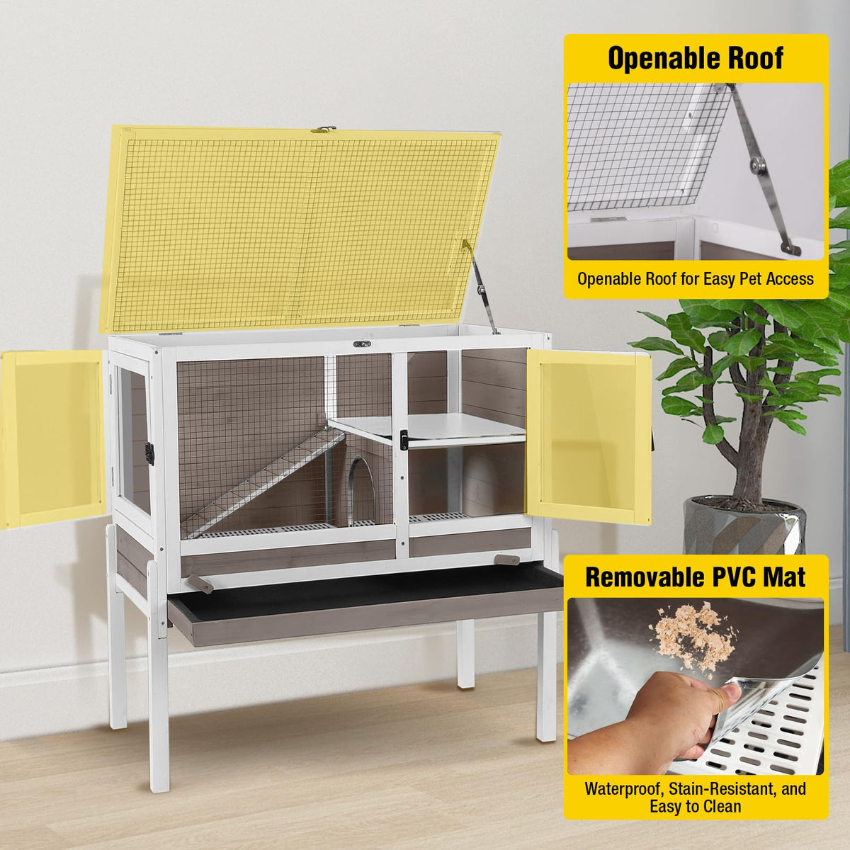 2-Story Indoor Rabbit Hutch Guinea Pig Cage with Stand L172339
