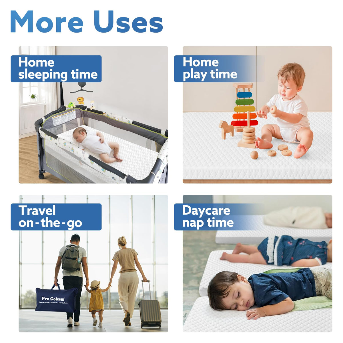 Waterproof Pack and Play Mattress 38"x26" White I5045
