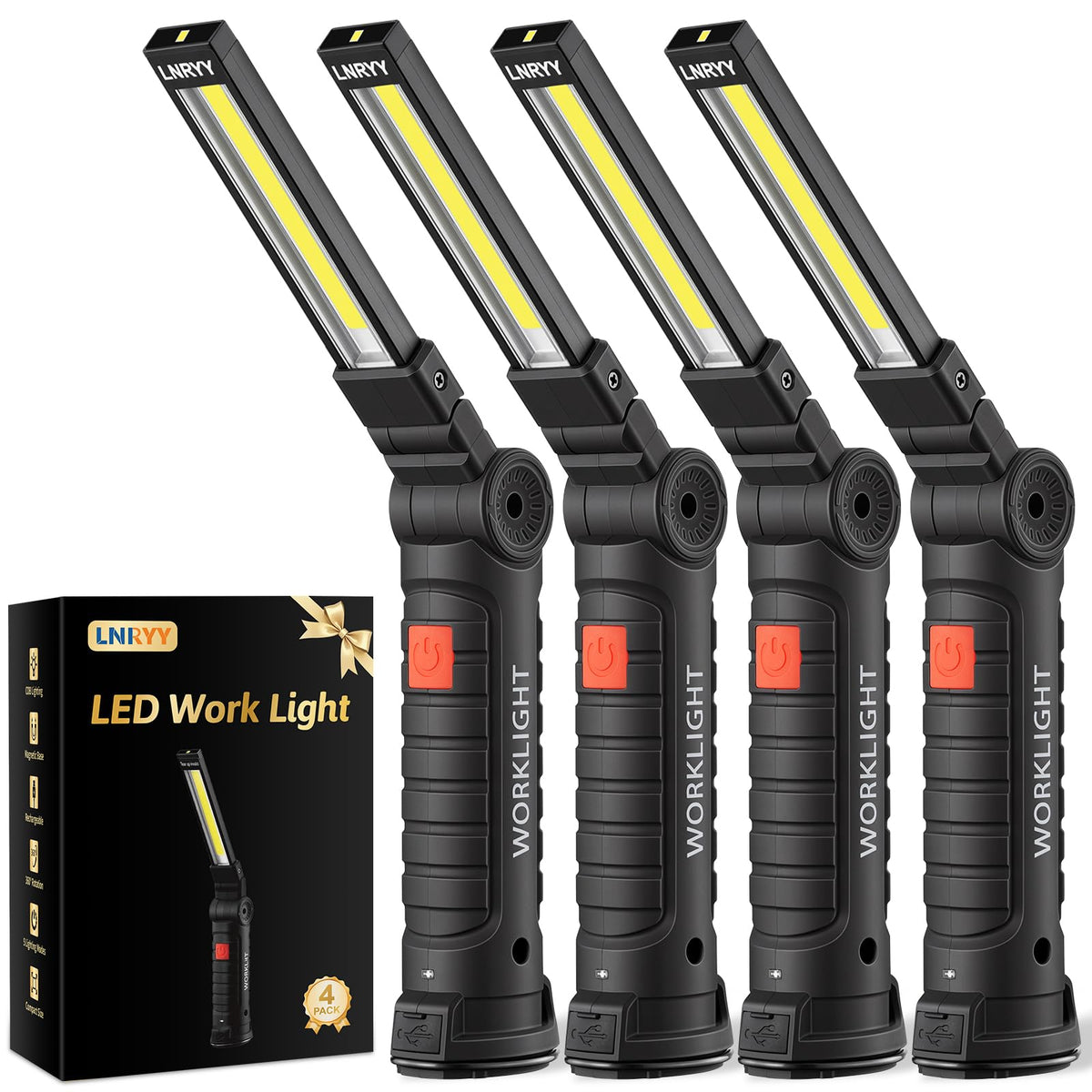 4 Pack Rechargeable Magnetic LED Work Light M121