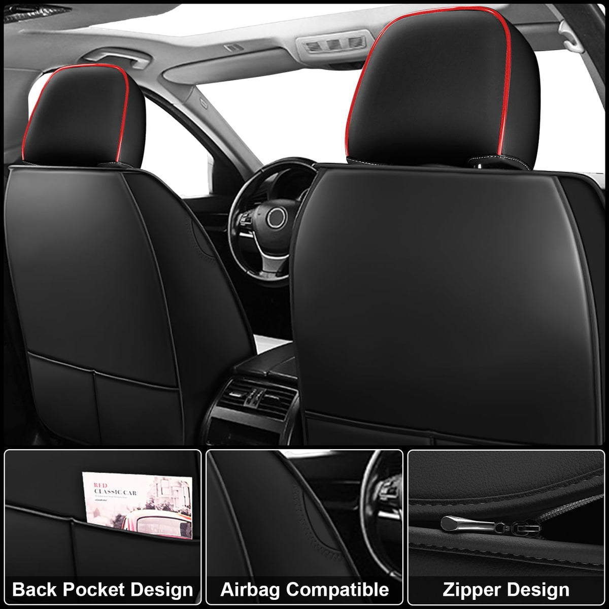 Custom Fit Seat Covers Full Set Black and Red H65495