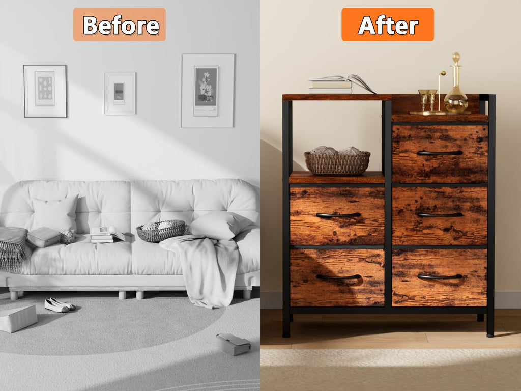 Rustic Brown 5 Drawer Dresser N3119