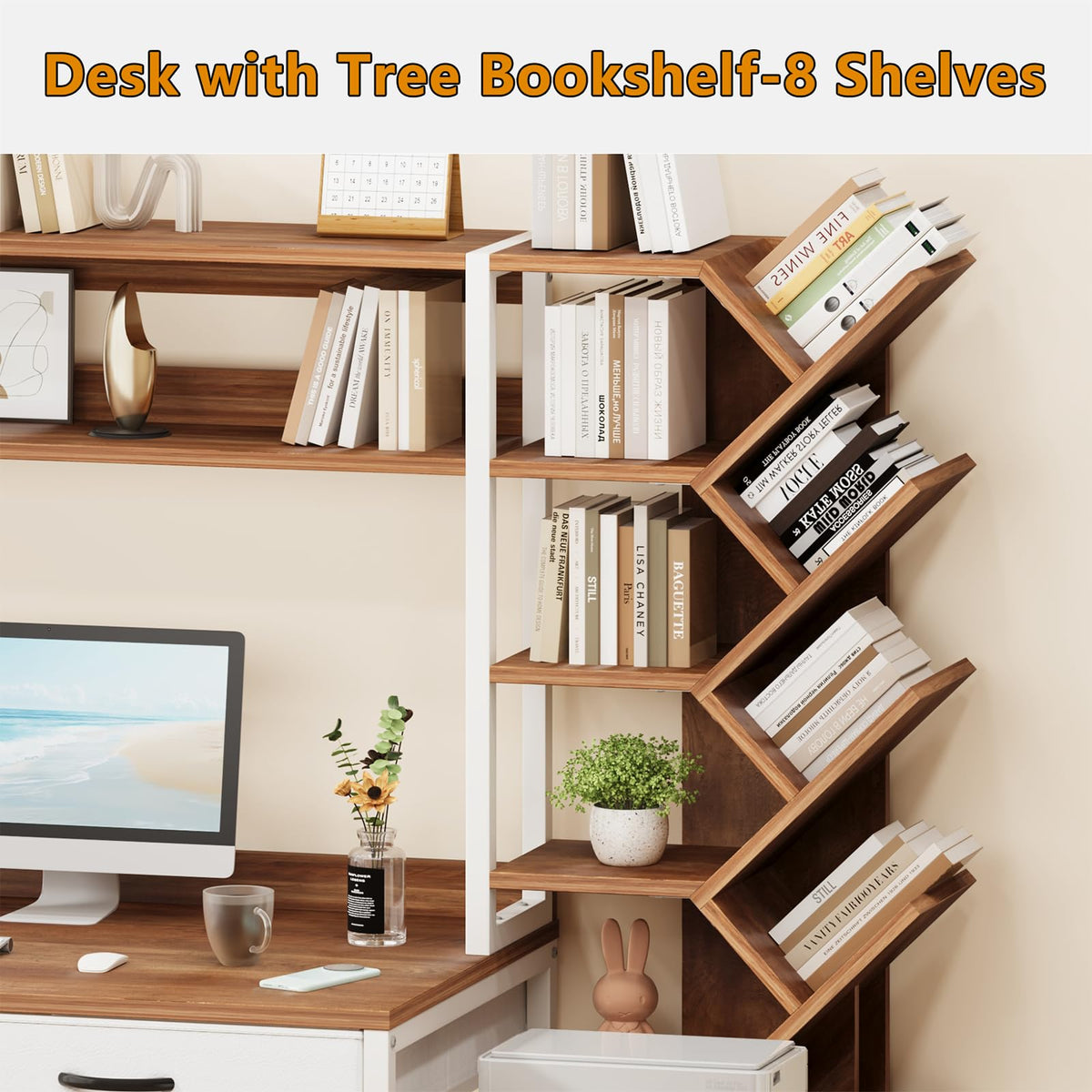 52" Computer Desk with Bookshelf, 5 Drawers & Hutch Y958