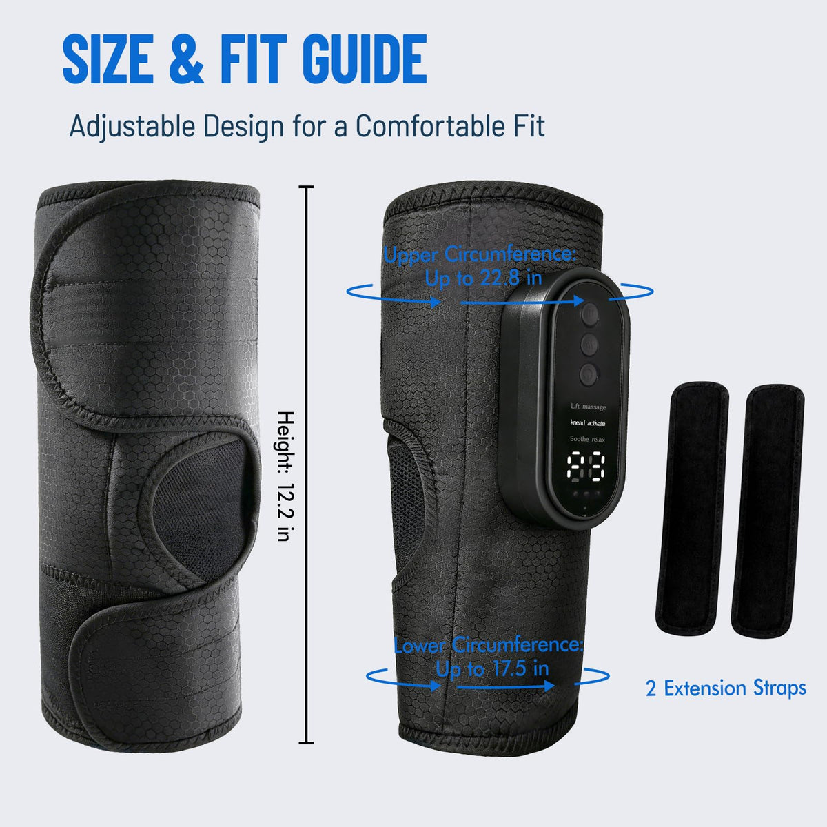 Cordless Air Compression Leg Massager with Heat, 2 Pack (Black) R156