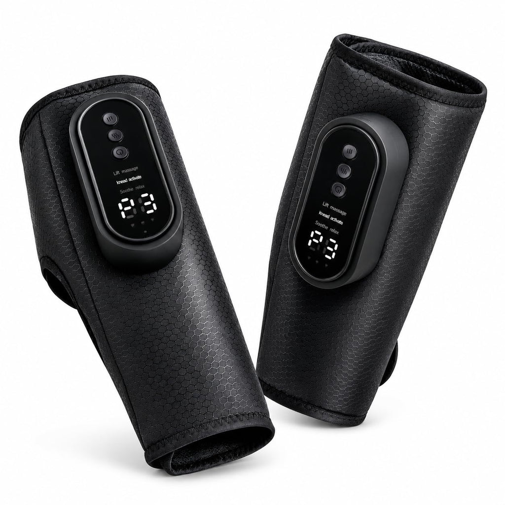 Cordless Air Compression Leg Massager with Heat, 2 Pack (Black) R156