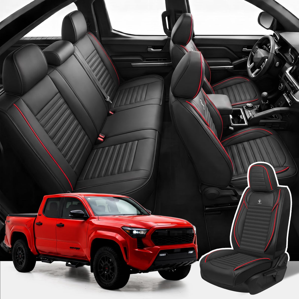 Custom Fit Seat Covers Full Set Black and Red H65495
