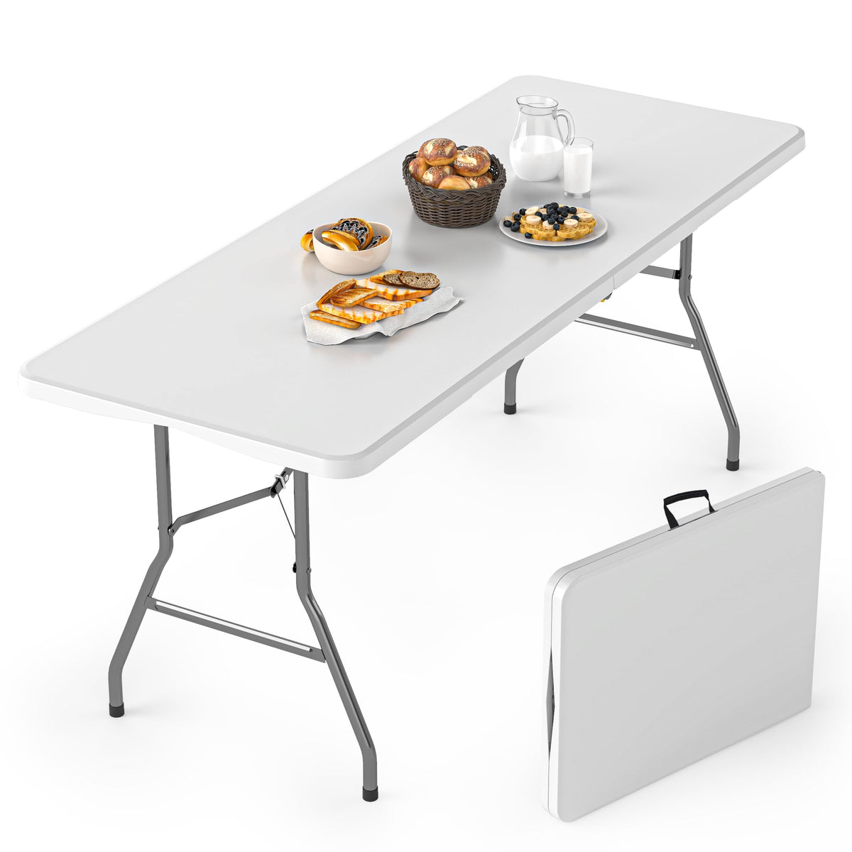6FT White Folding Table O671239