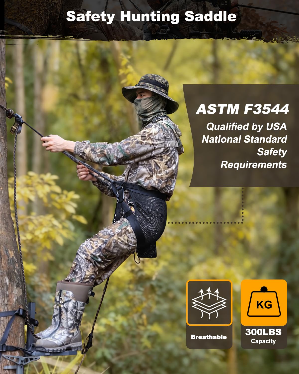 Lightweight Hunting Saddle with 2 Adjustable Safety Ropes M650