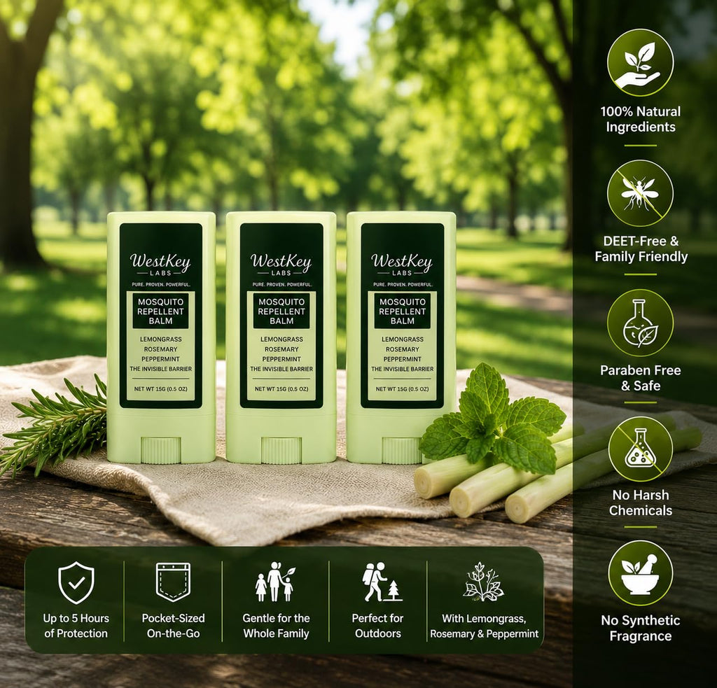 Mosquito Repellent Balm Stick 3-Pack 0.5oz DEET-Free Plant-Based G92497