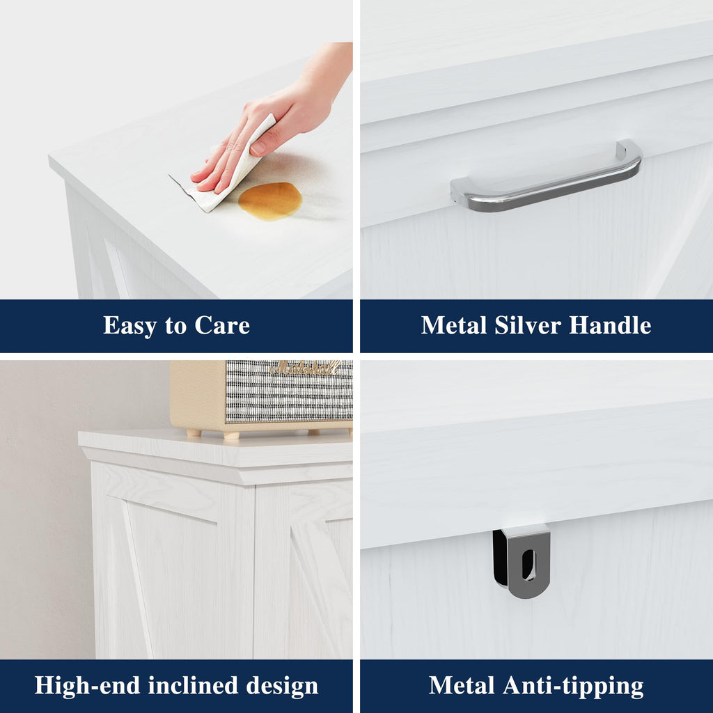 10 Gallon White Tilt Out Trash Can Cabinet L37957