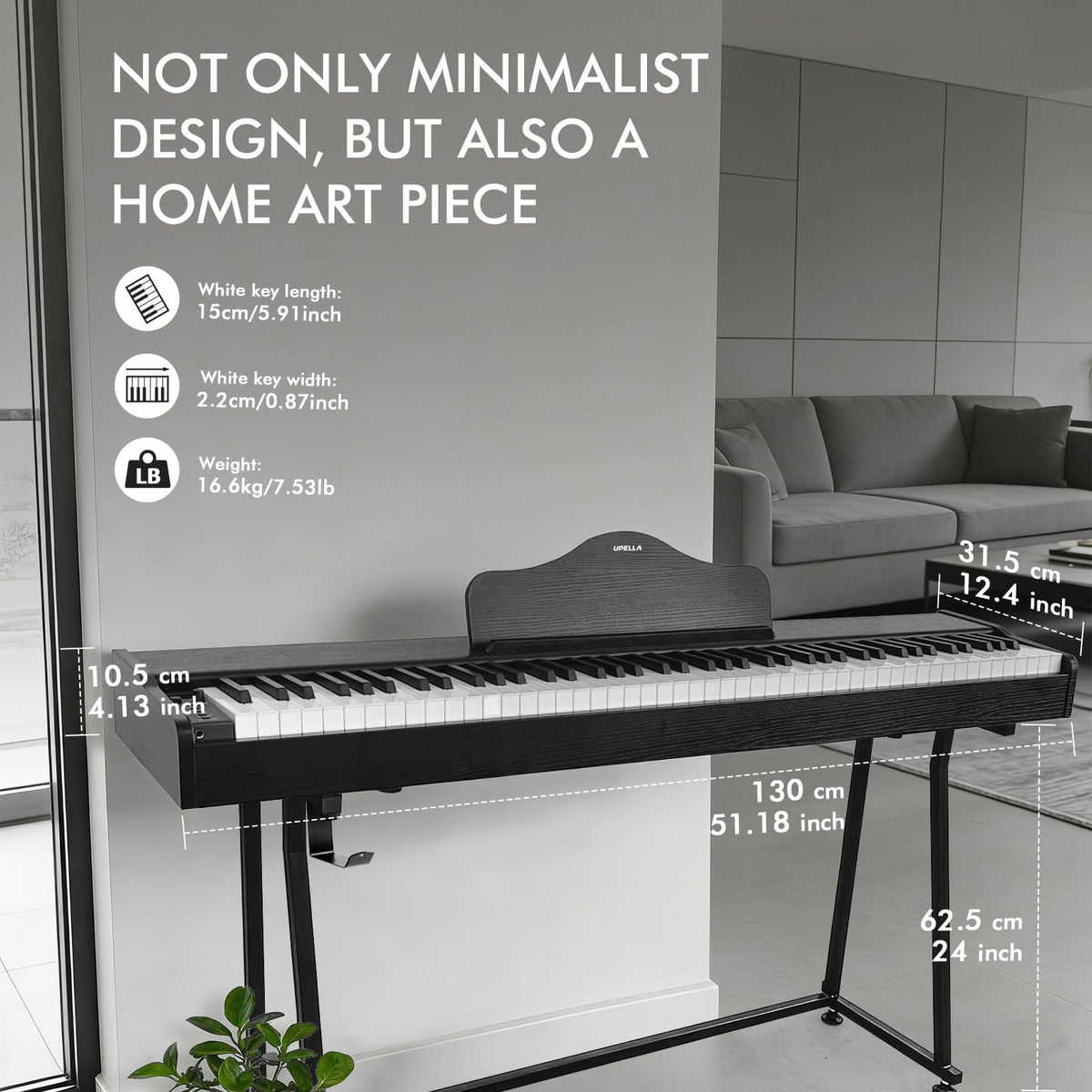 88 Key Weighted Hammer-Action Digital Piano with Stand M88646