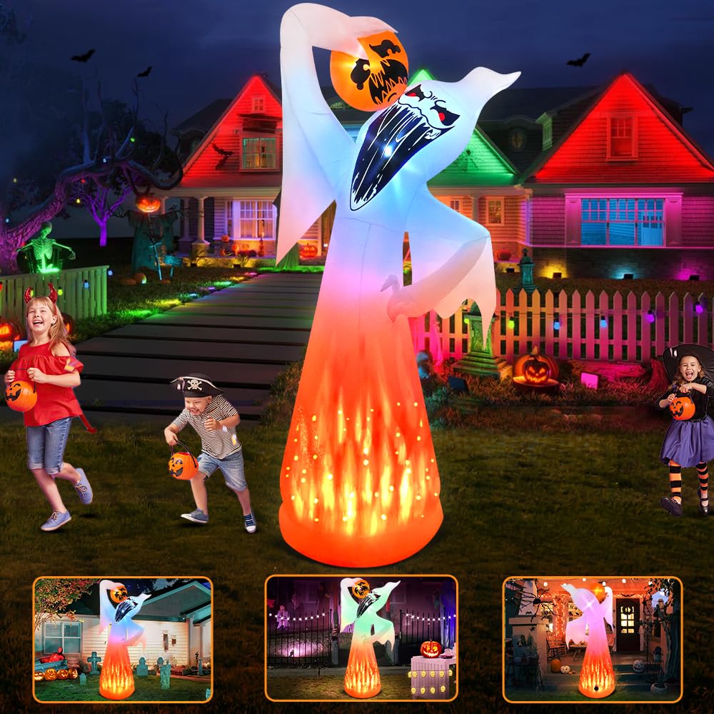 10 FT Halloween Inflatable Ghost with Pumpkin Z683