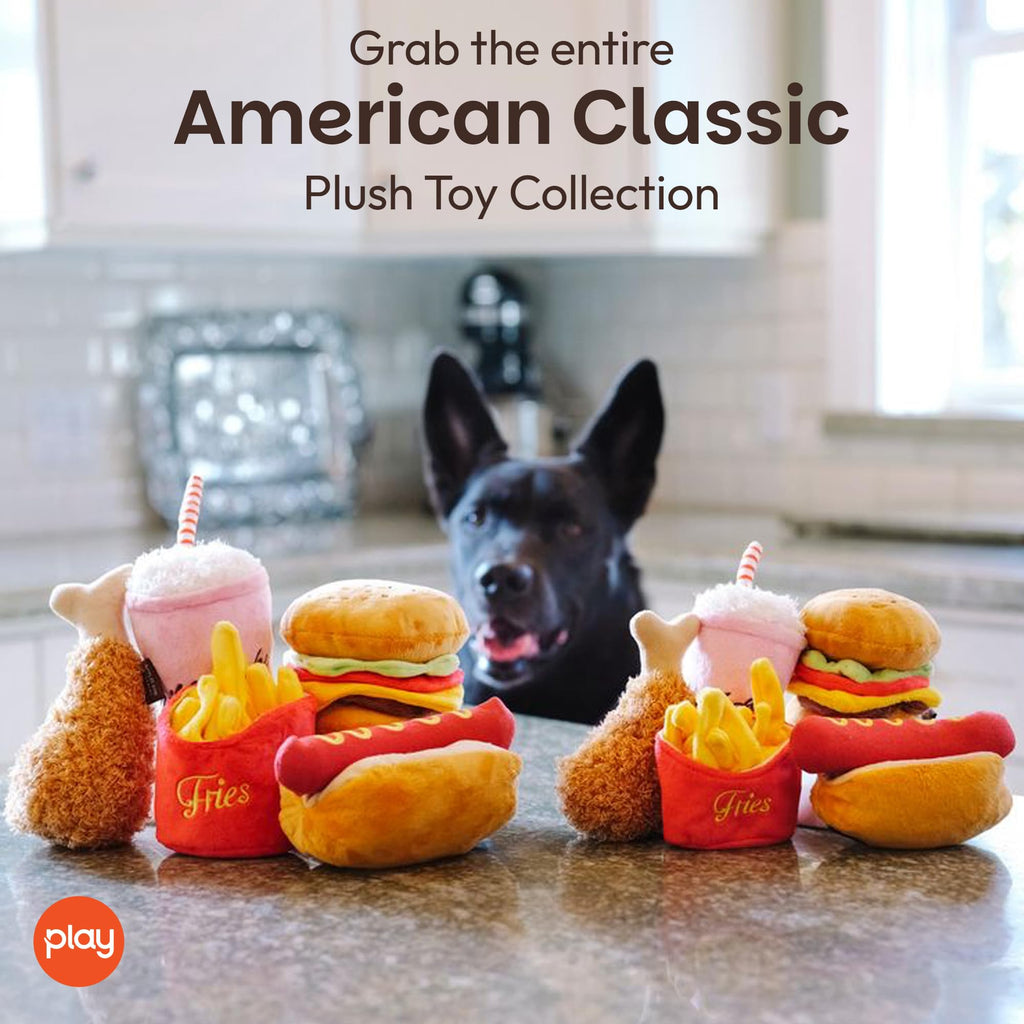 Plush Dog Toys Fast Food Themed Chew Toy Machine Washable Recycled Materials S2387
