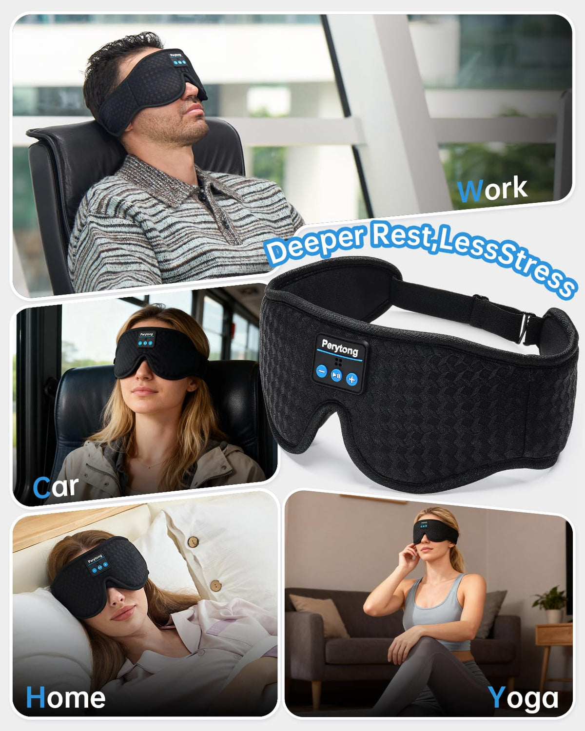 2-Pack Bluetooth Sleep Mask with Headphones J60125