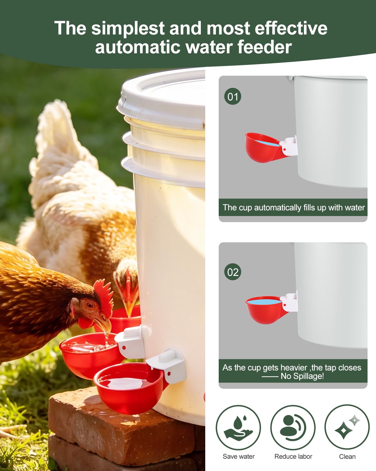 Chicken Waterer Cups 8 Pack with 3/8" Drill Bit Y337887