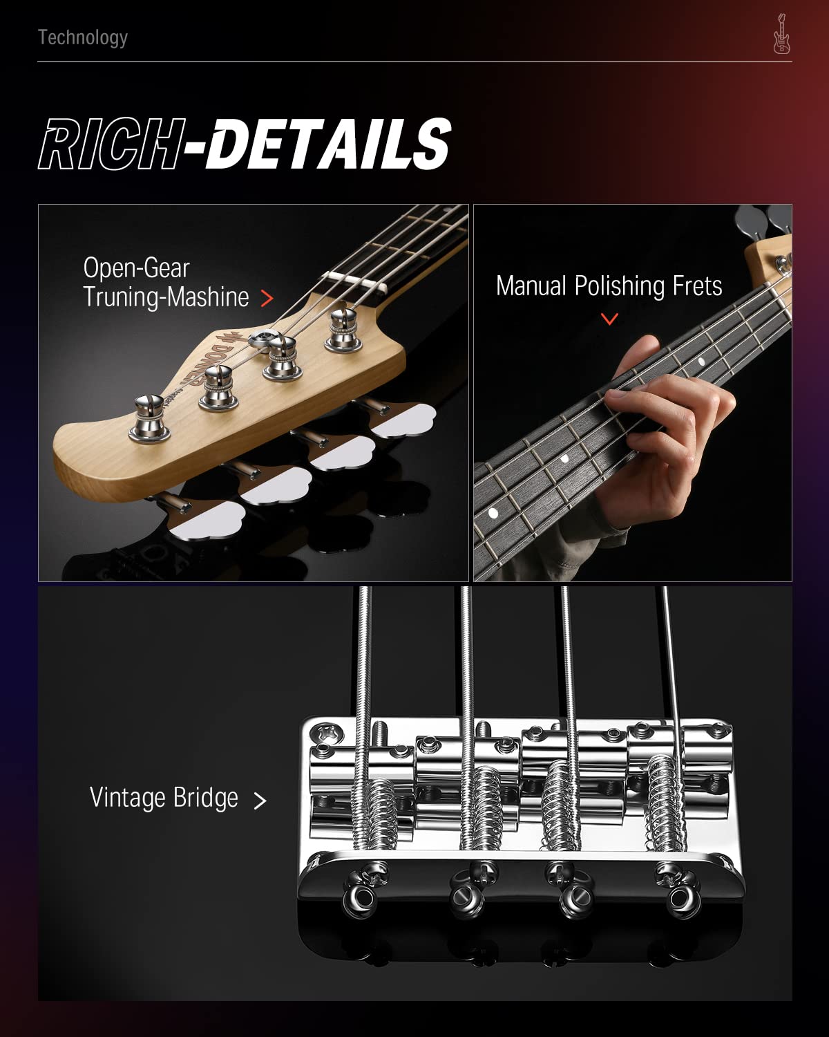 Electric Bass 4 Strings Full-Size Guitar Kit PB-Style Black S461
