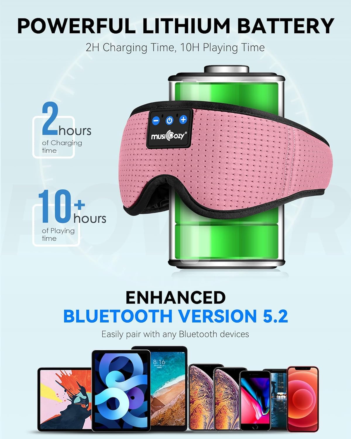 Bluetooth Sleep Headphones Eye Mask Headband H572596