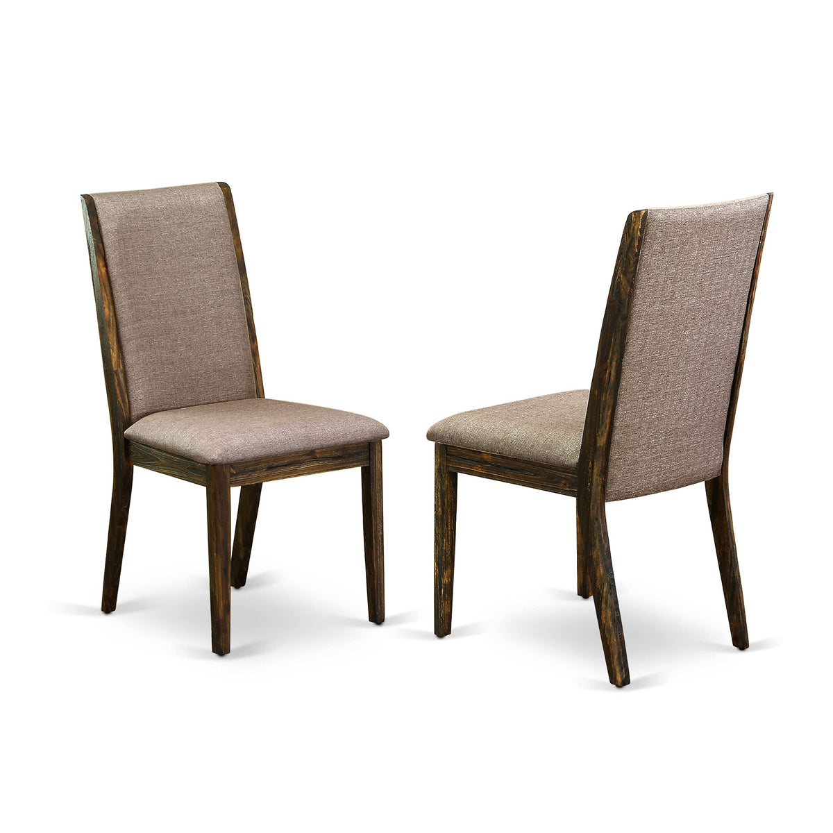 9 Piece Walnut Dining Table Set with Butterfly Leaf and 8 Dark Khaki Linen Fabric Chairs M707