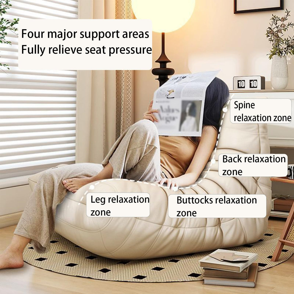 Yellow Memory Foam Bean Bag Sofa Chair T287