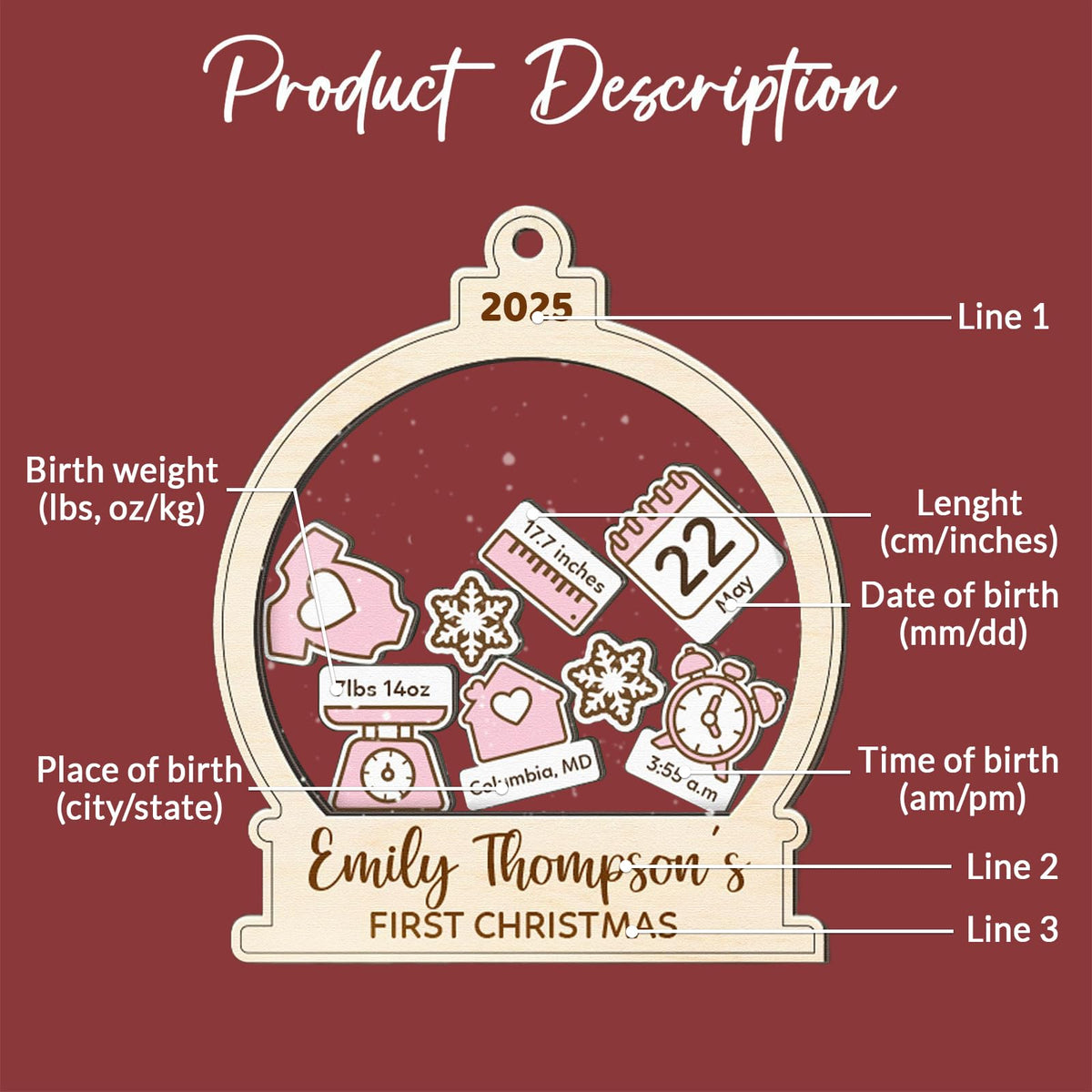 Baby's First Christmas Ornament 2026 Spherical Q742870
