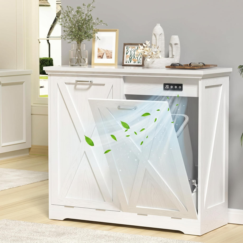 10 Gallon White Tilt Out Trash Can Cabinet L37957