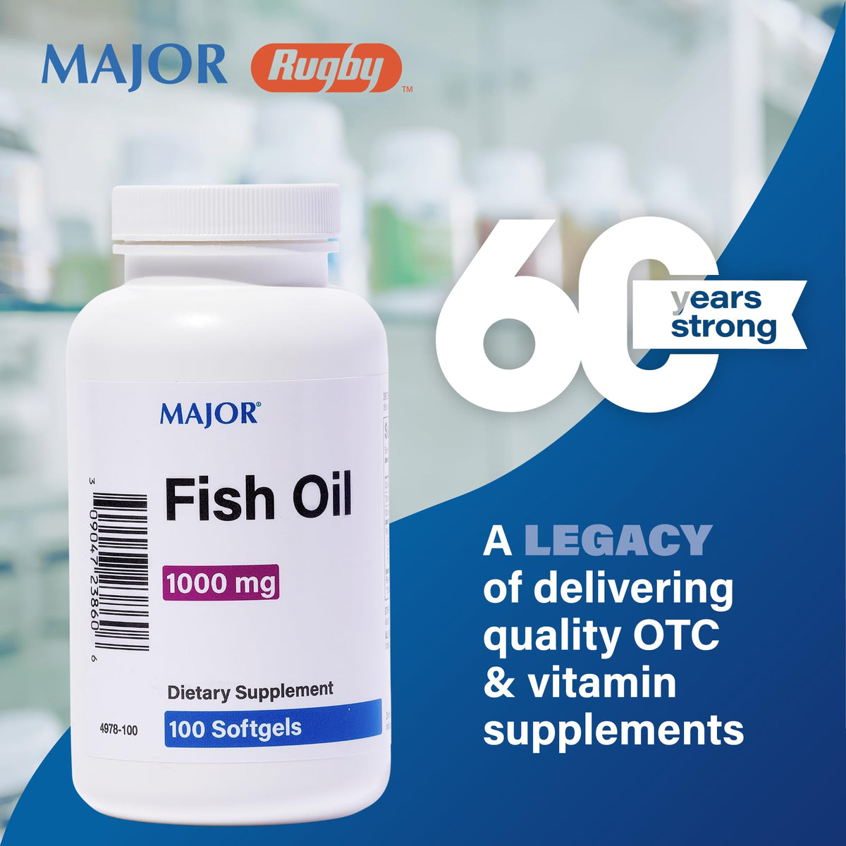 Omega-3 Fish Oil Supplement 1000mg 100 Softgels J91049