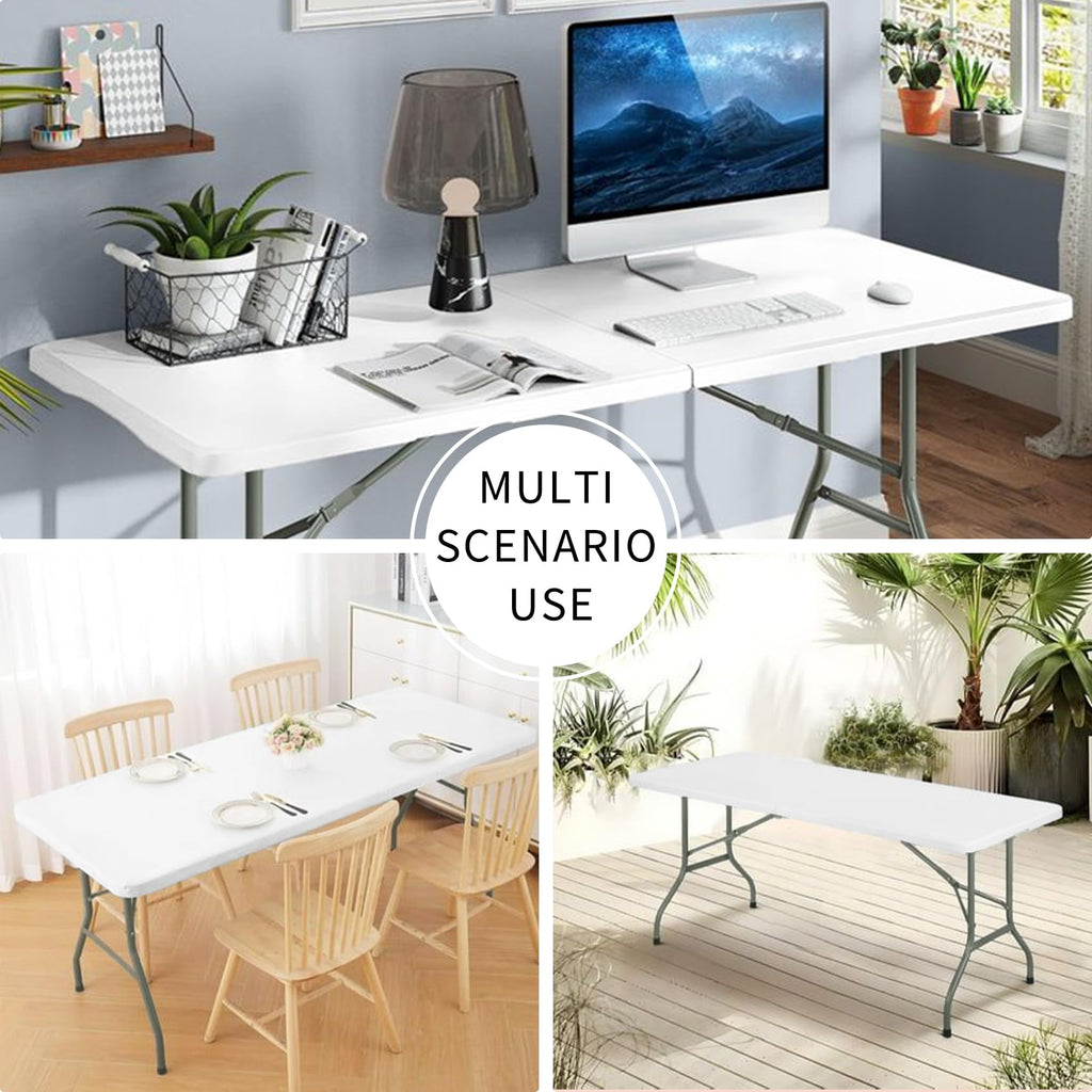 Set of 2 Lightweight 6FT Rectangular Plastic Folding Tables with Steel Legs W9559