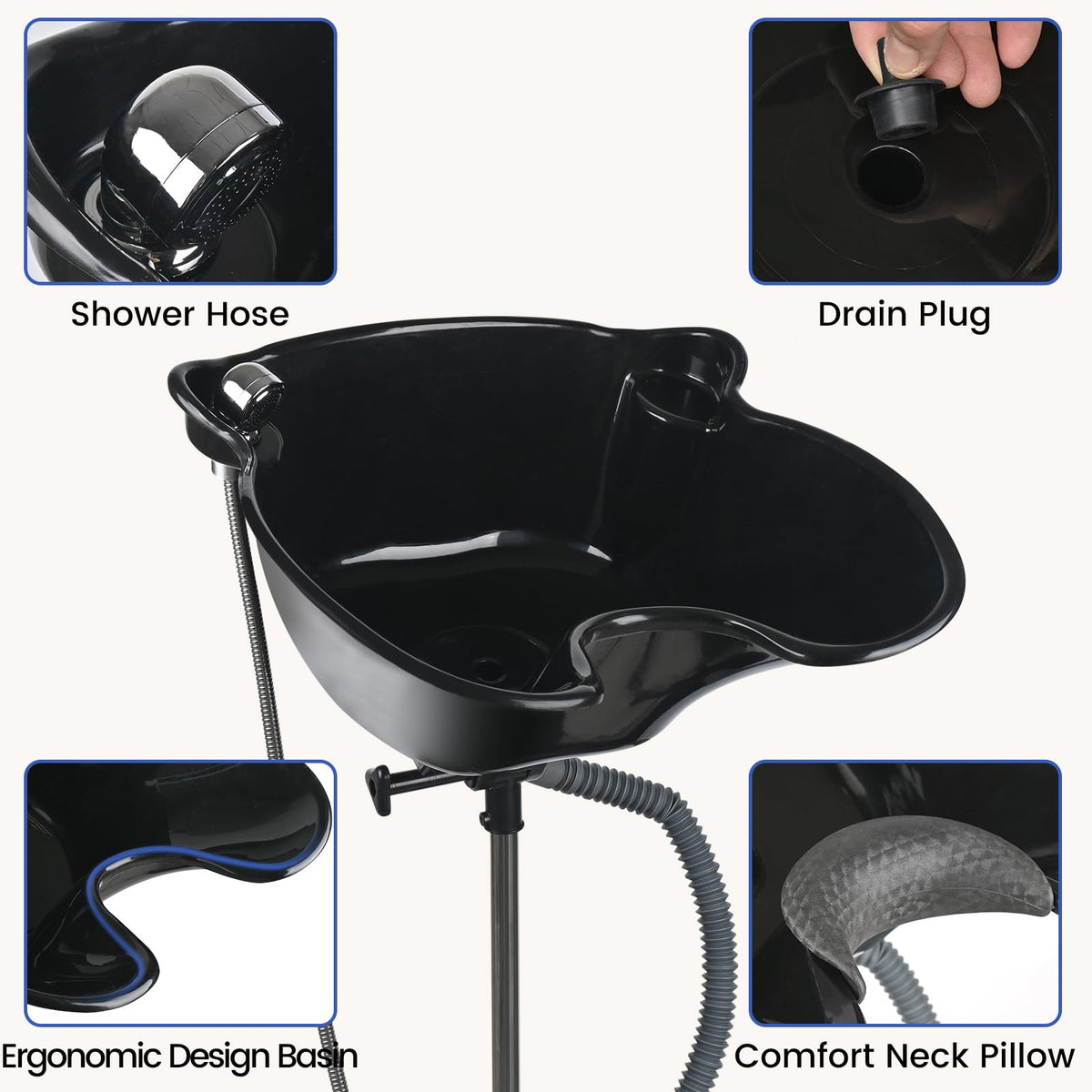 Portable Height Adjustable Shampoo Bowl with Electric Pump U327