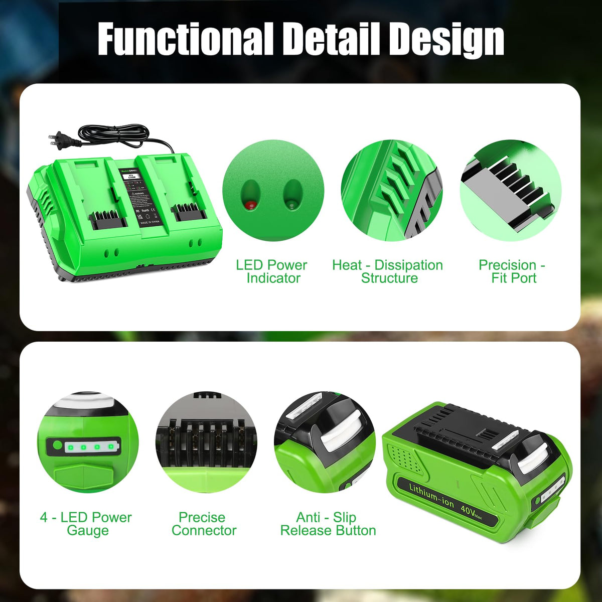 40V 4.0Ah Battery and Charger V8189