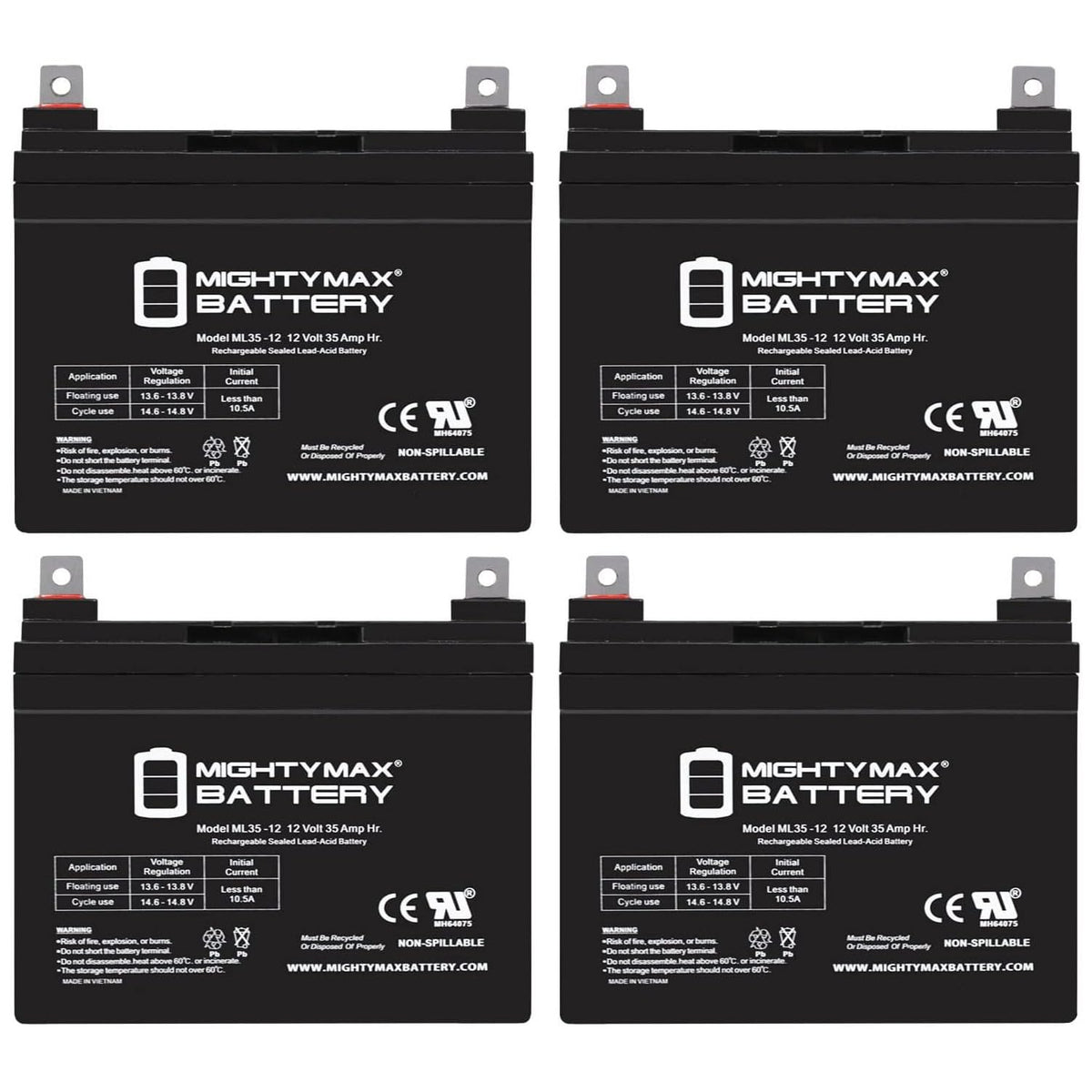 12V 35AH SLA Battery 4 Pack G456