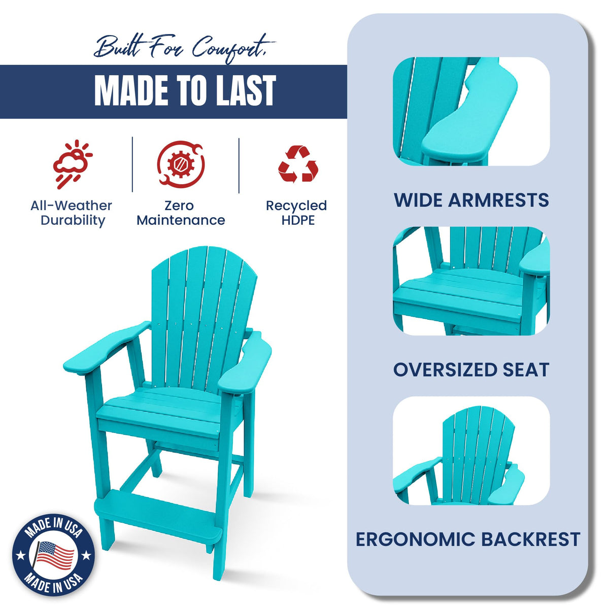 Teal HDPE Adirondack Chair G120