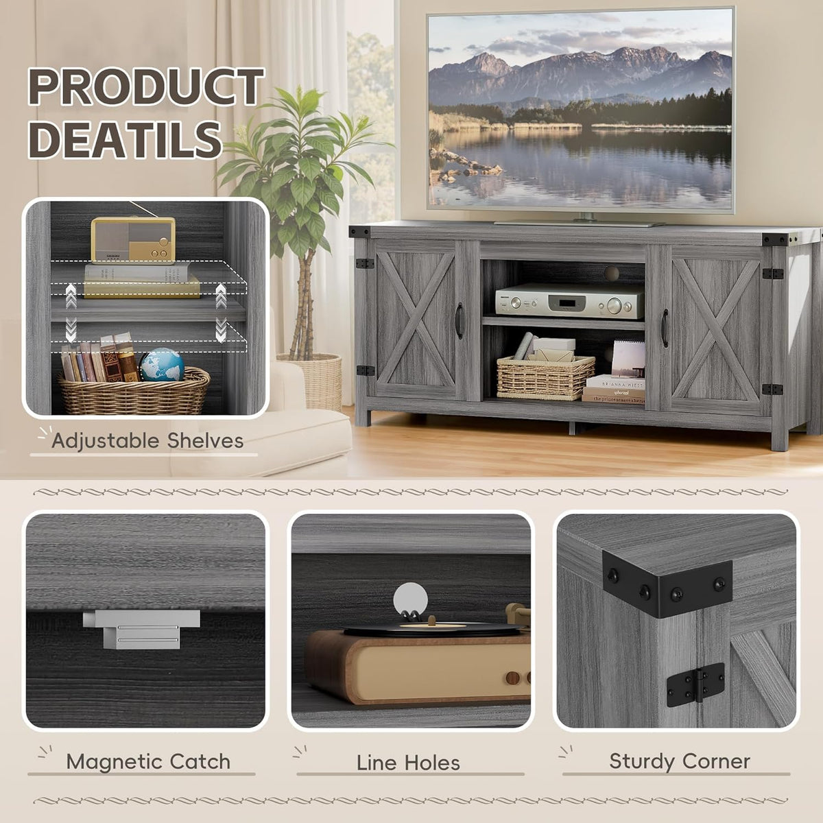 Modern Farmhouse TV Stand for 65" TV Q640017