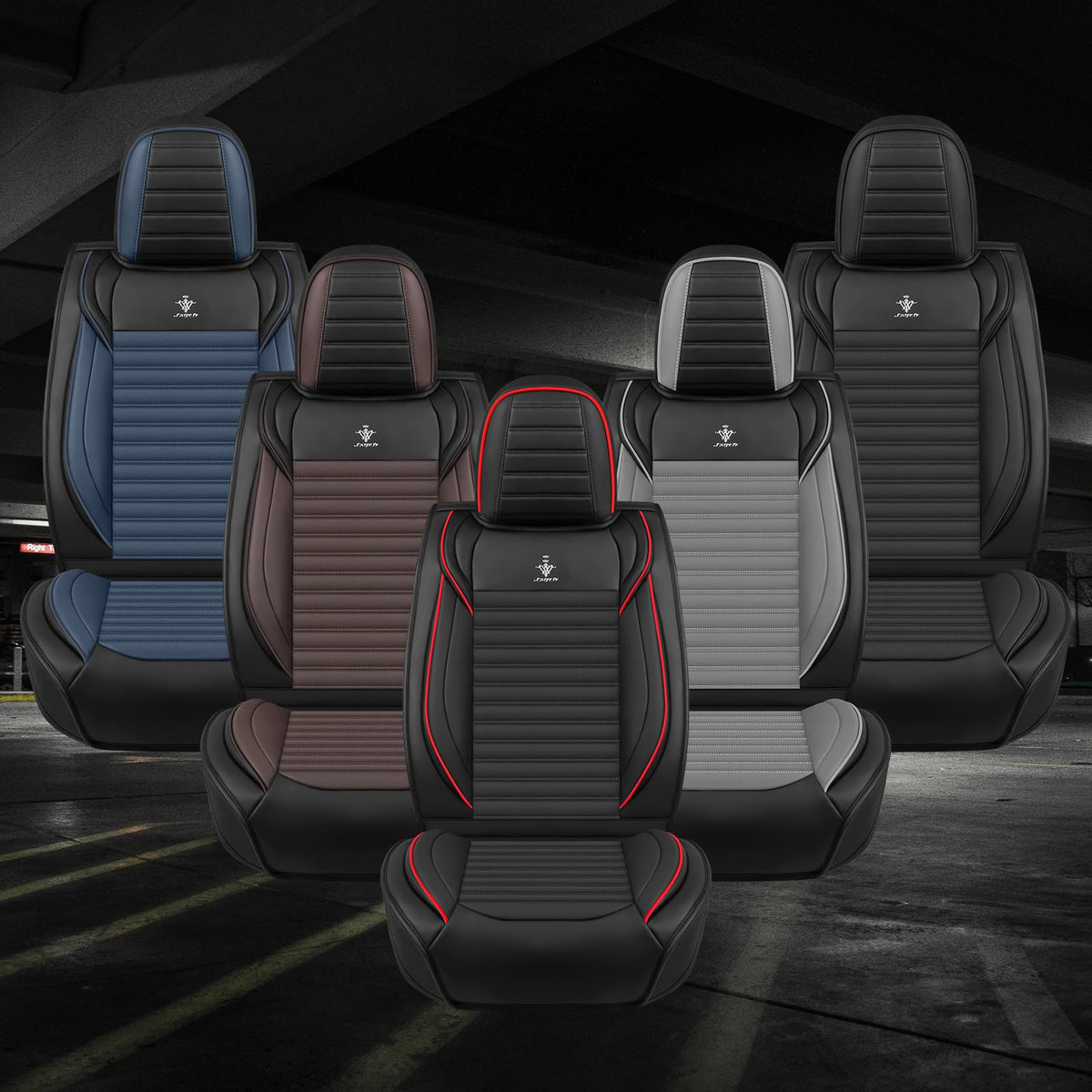 Custom Fit Seat Covers Full Set Black and Red H65495