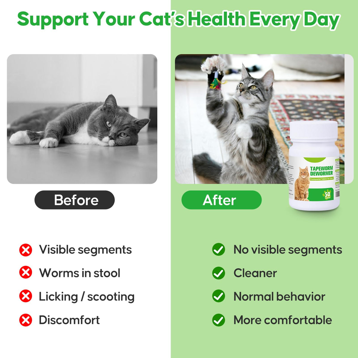 Cat Tapeworm Dewormer Tablets 50 Tablets C261232