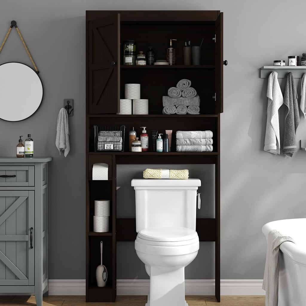 Over The Toilet Storage Cabinet with Barn Doors P7619