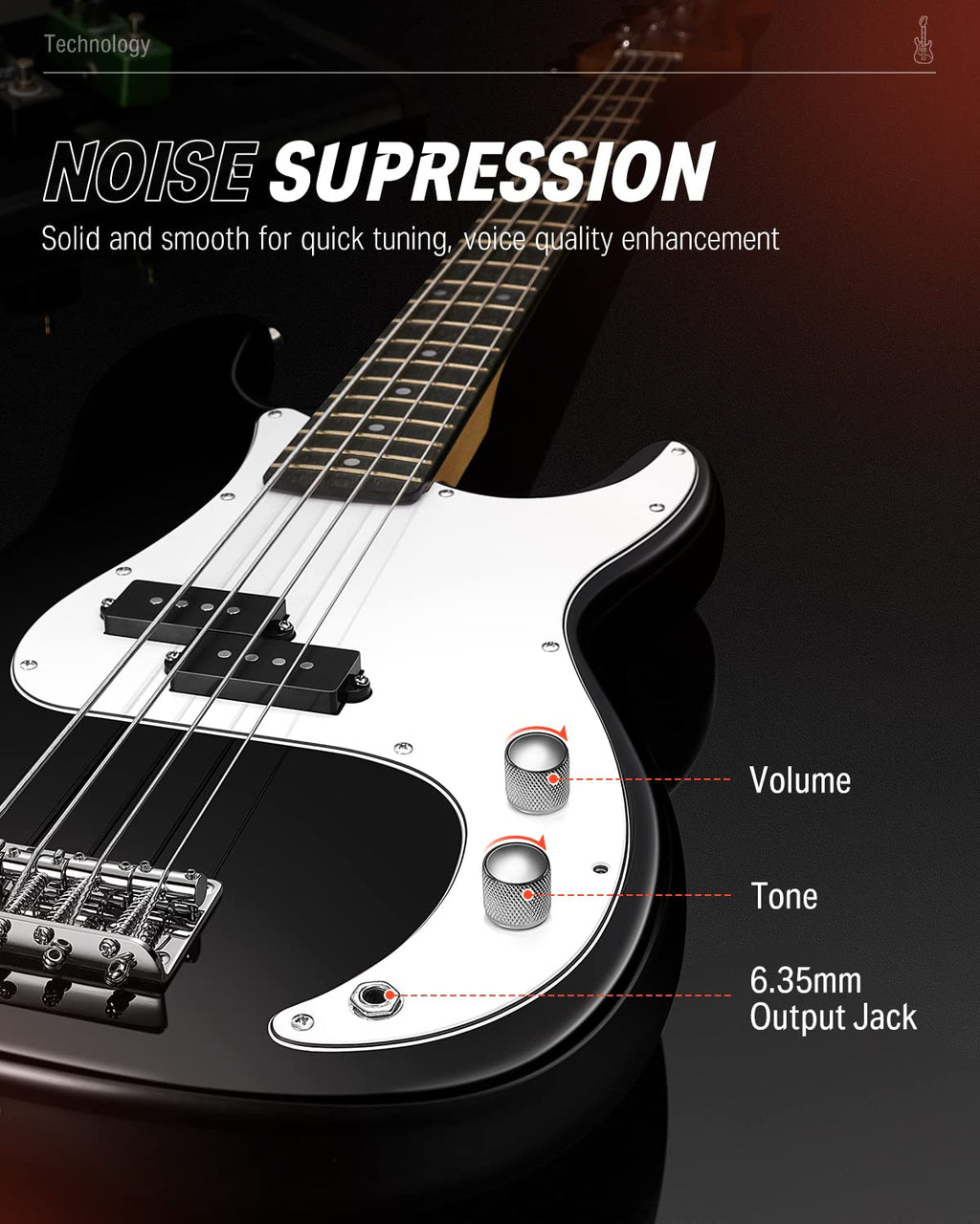 Electric Bass 4 Strings Full-Size Guitar Kit PB-Style Black S461