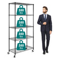 5-Shelf Adjustable Heavy Duty Metal Shelving Unit with Wheels, Black T60726