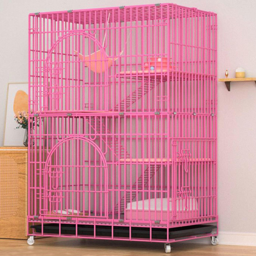 Collapsible Metal Wire Cat Cage with Wheels R71177