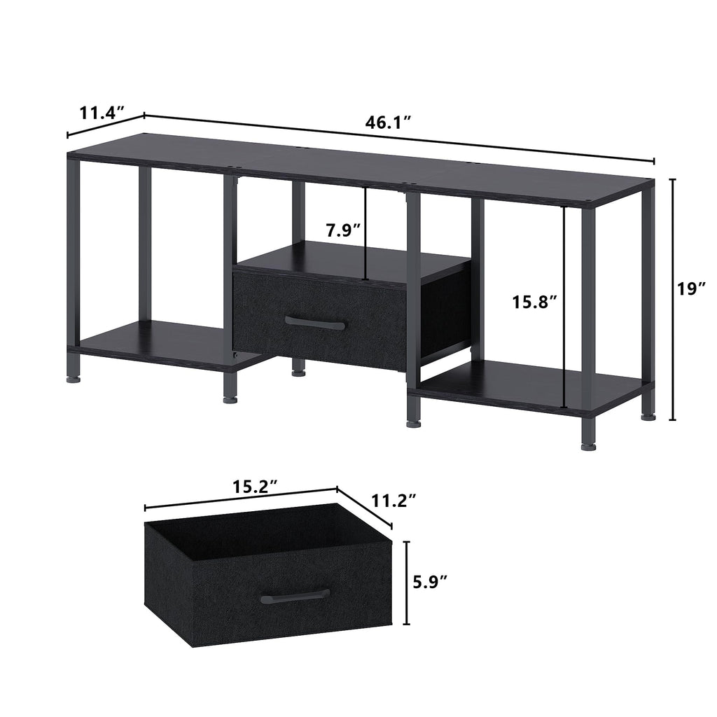 Black TV Stand with LED Lights and Fabric Drawer H94516