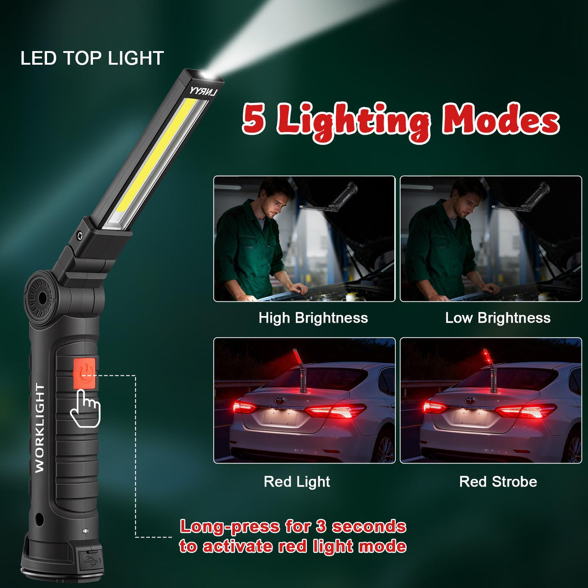 4 Pack Rechargeable Magnetic LED Work Light M121