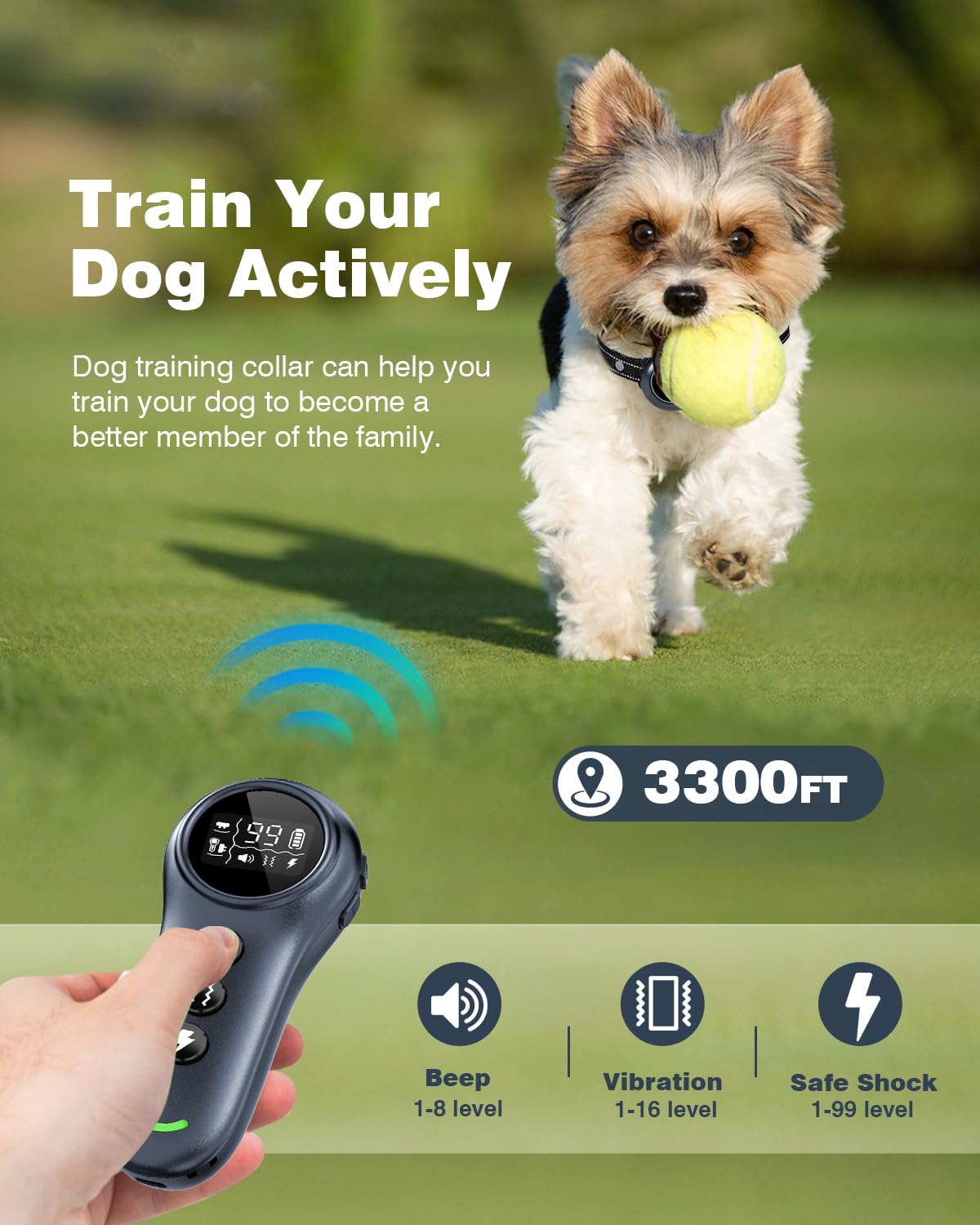 2-in-1 Dog Shock Collar & Dog Bark Collar IP67 Waterproof L375