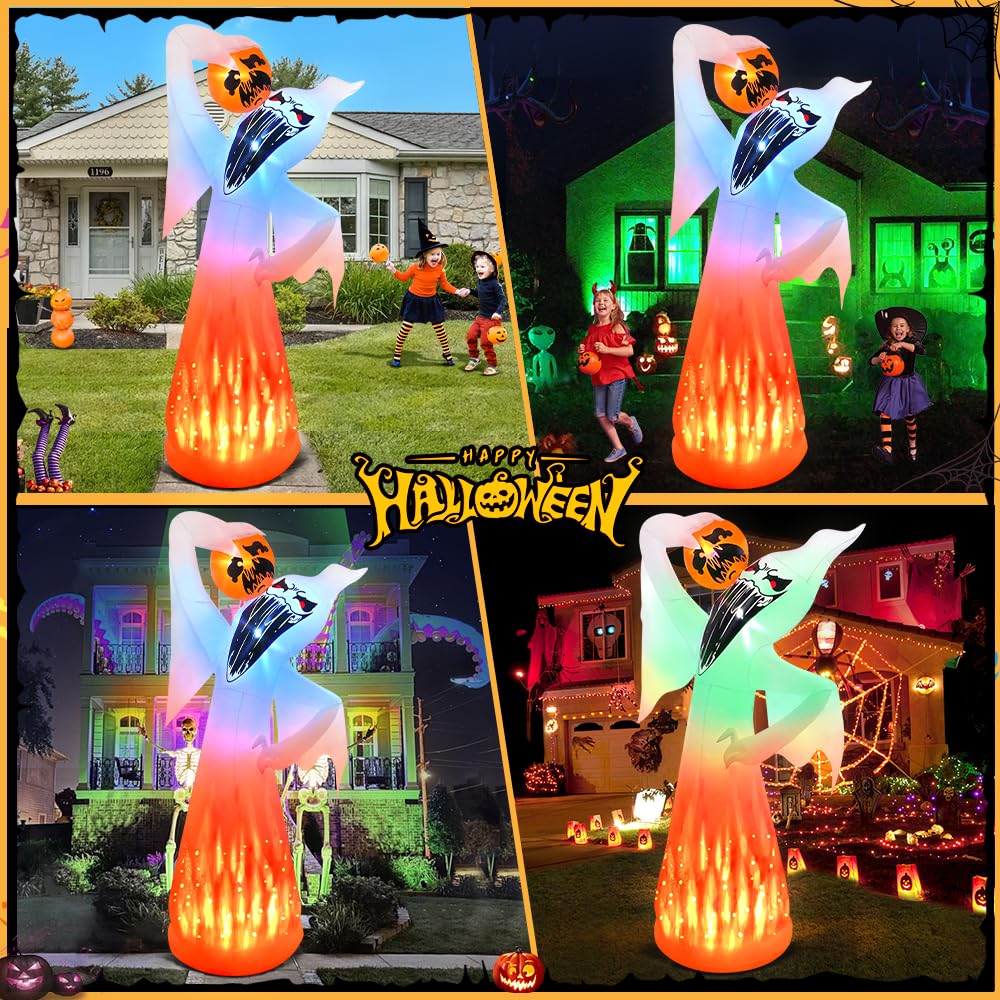 10 FT Halloween Inflatable Ghost with Pumpkin Z683