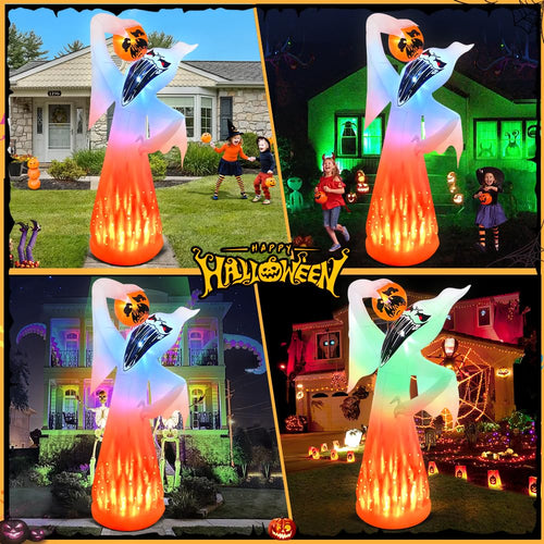 10 FT Halloween Inflatable Ghost with Pumpkin Z683
