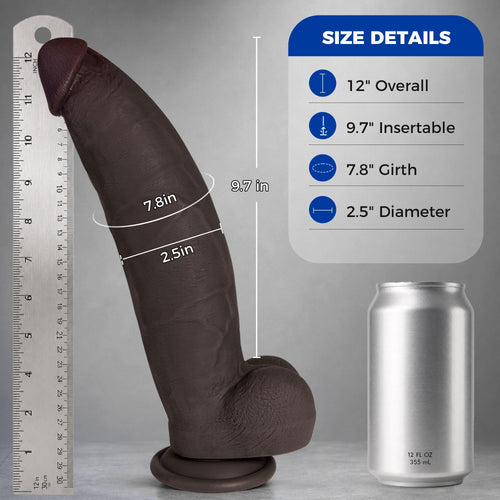 12 Inch Thick Black Dildo F999049