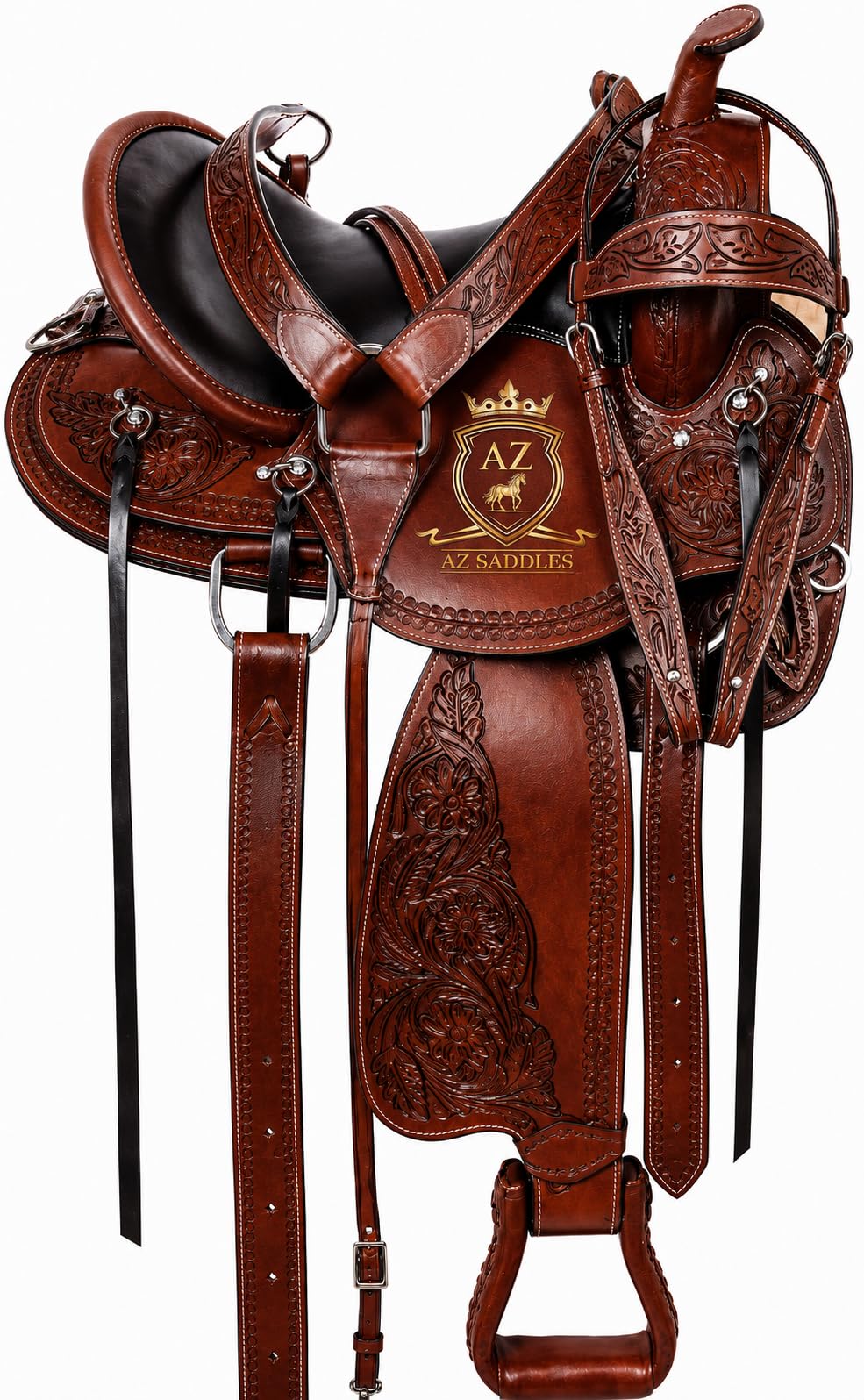 Leather Western Trail Saddle Set J925