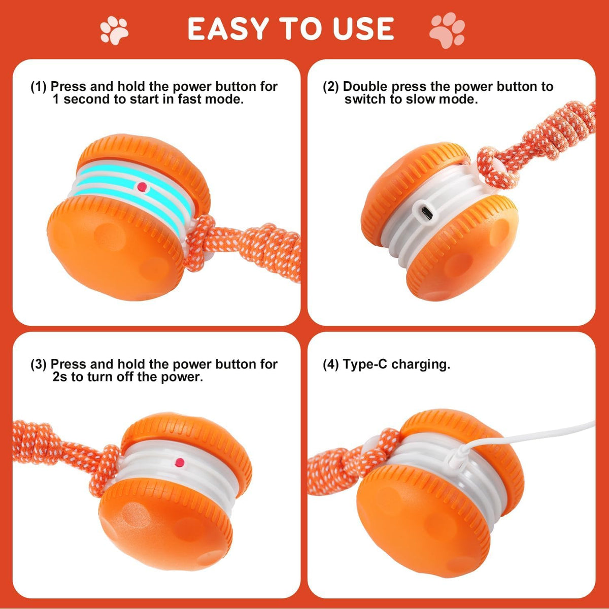 Electric Moving Dog Ball with Rope U3966